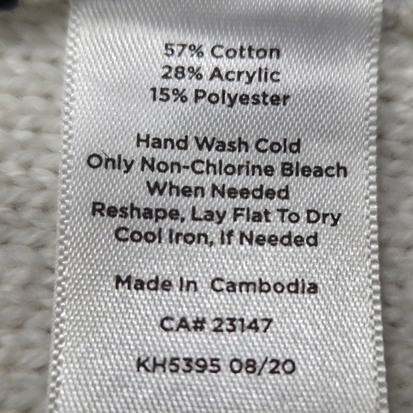 Talbots Fair Isle Cardigan Cable Knit Sweater White Blue Red Womens Small‎ - Picture 4 of 6